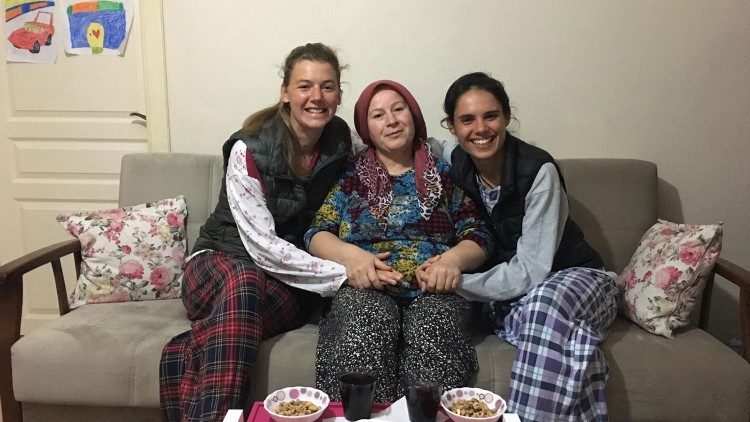 With the wife of Rustem, the "muhtar" (head of the village) of Kocahidir, Turkey, who lent them his pajamas
