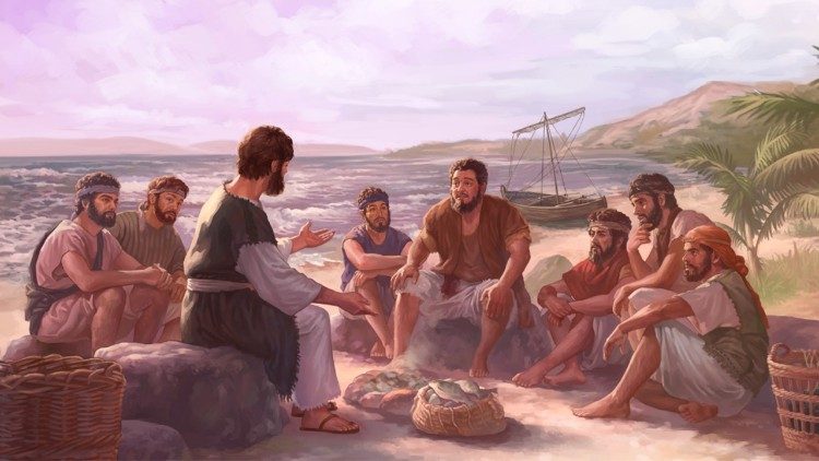 Jezus ze swoimi uczniami nad brzegiem Jeziora Tyberiadzkiego