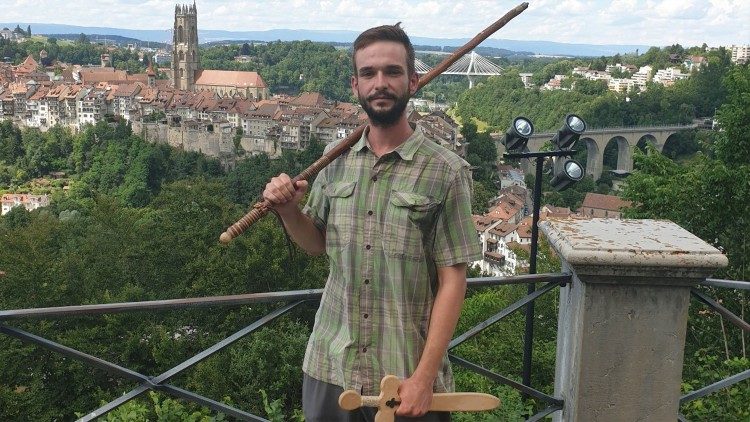 Vincent Perritaz arrives in Freiburg after a 37-day walk from Rome