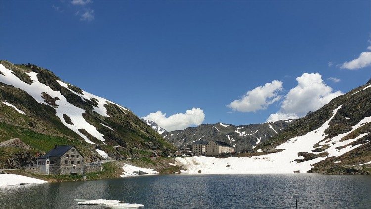 Great St. Bernard Pass, on the border between Italy and Switzerland