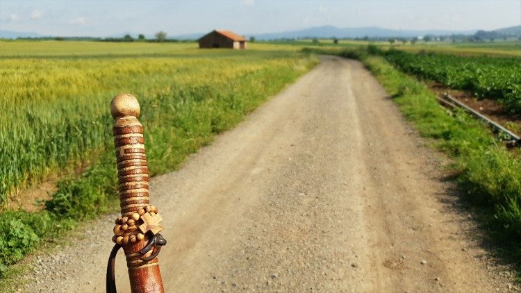 In Lazio, walking towards Aquapendente, and Vincent’s pilgrim staff
