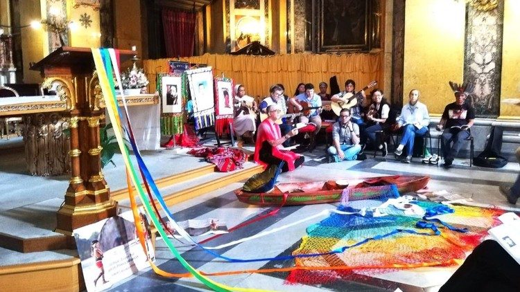 Oração pelos mártires do Mato Grosso, igreja Traspontina, Roma