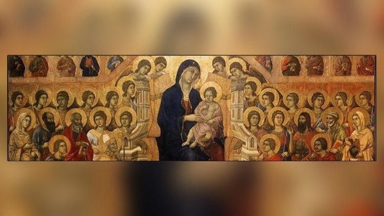 Santi in contemplazione della Vergine Maria 