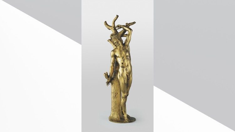 Attribuito ad Andrea Mantegna o a scultore Italia settentrionale, Marsia o San Sebastiano (1500 ca.), Scultura in bronzo dorato, Liechtenstein, The Princely Collections.