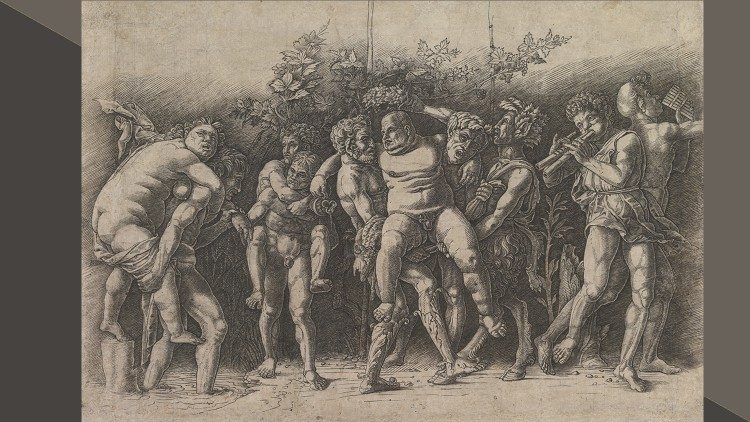 Andrea Mantegna, Baccanale con Sileno,  (1470 ca.), Stampa a puntasecca su carta, Metropolitan Museum of Art, New York, USA