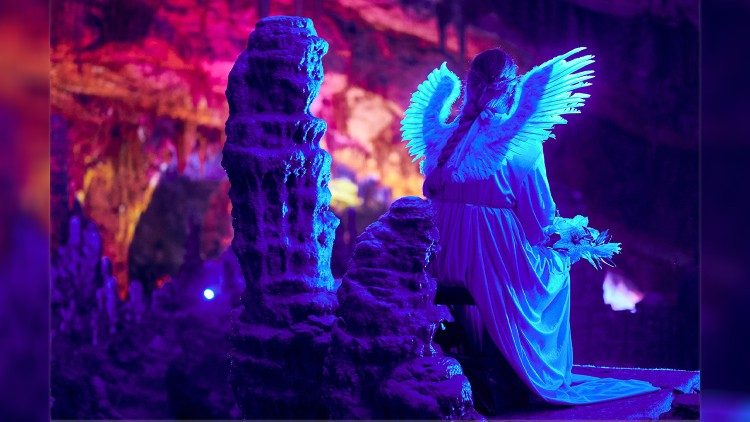 Una scena del presepe vivente delle Grotte di Postumia