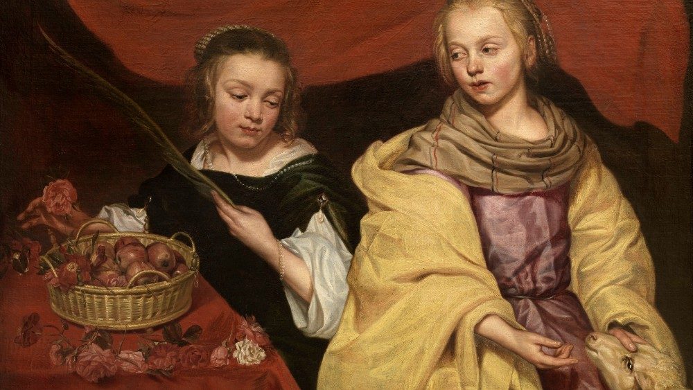 Michaelina Wautier,  Ritratto di due fanciulle come Sant’Agnese e Santa Dorotea, (1655 ca./c.) Olio su tela,Royal Museum of Fine Arts Antwerp (KMSKA)