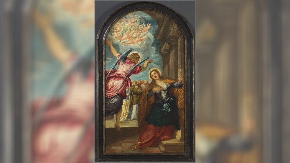 Jacopo Tintoretto, L’angelo annuncia il martirio a Santa Caterina d’Alessandria, (1560–1570), Olio su tela, Collezione privata.