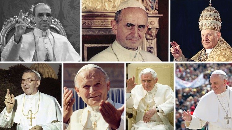 Pio XII - Paulo VI - João XXIII - João Paulo I - João Paulo II - Bento XVI - Papa Francisco
