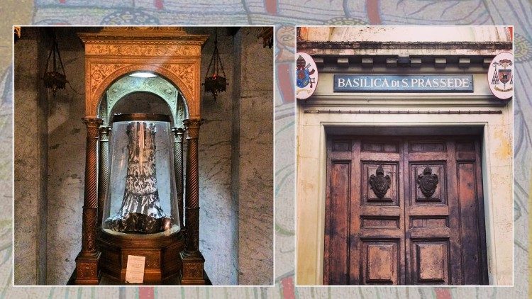 A coluna do flagelamento e a entrada da Basílica