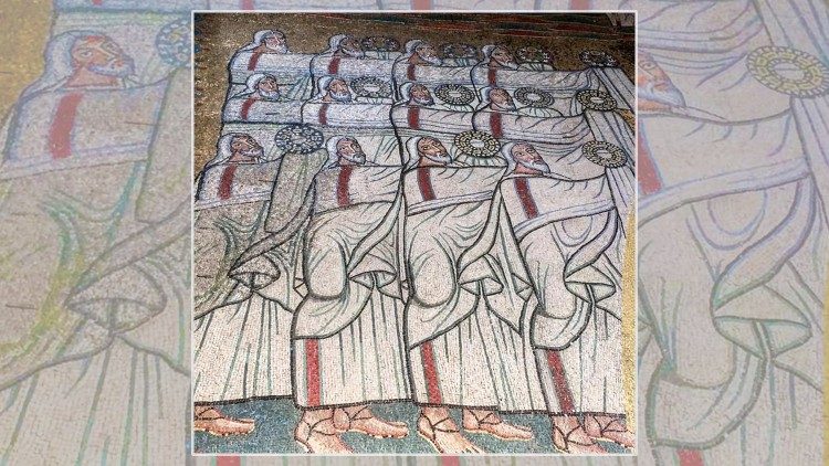 Um detalhe dos mosaicos