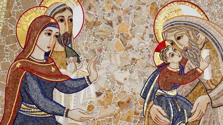 Mosaico sobre a Apresentação de Jesus no Templo do jesuíta Marco Rupnik