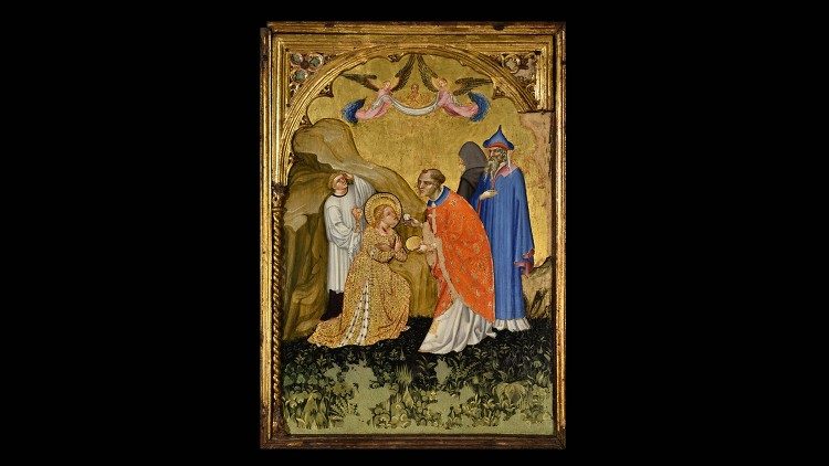 Jacobello del Fiore Scene della vita di Santa Lucia – Lucia riceve l’Eucarestia 1410 ca. tempera e doratura su tavola cm 60 x 80 Pinacoteca Civica, Palazzo dei Priori Fermo
