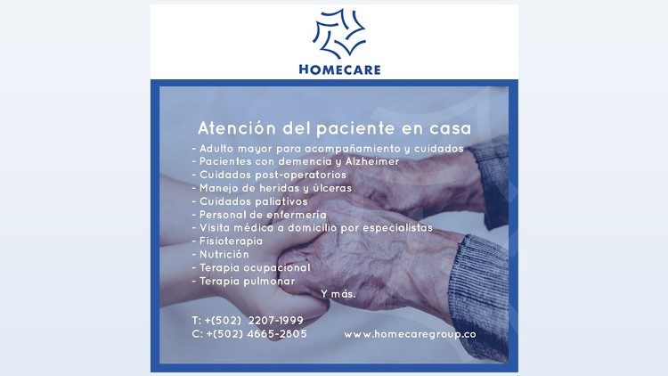 2020.05.12 Homecare. Empresa dedicada al cuidado de pacientes en su propia casa, con un excelente equipo de enfermería, médicos, nutricionistas, terapistas respiratorios.