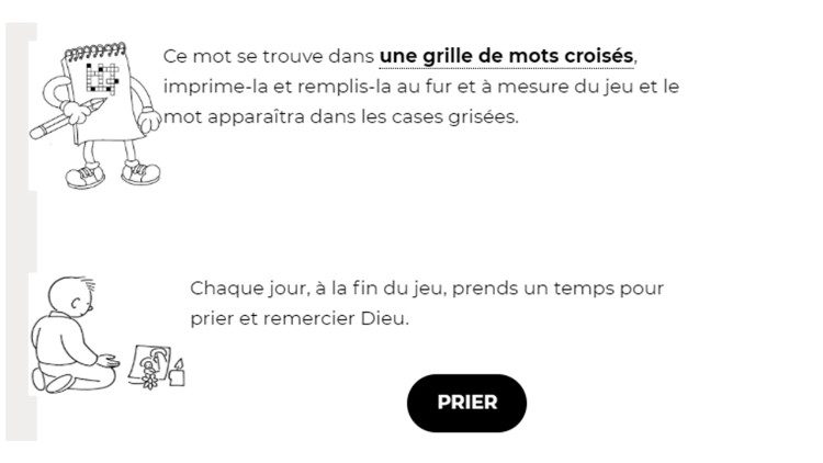 Chaque énigme du jeu est accompagné d'un temps de prière. Capture d'écran du site internet du diocèse bisontin.