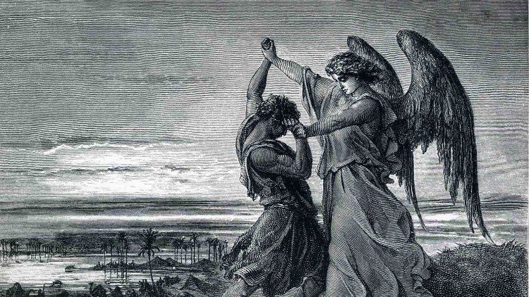 Иаков, борющийся с Ангелом (Гюстав Доре. 1855 г.)