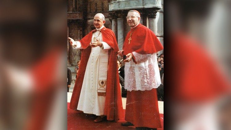 Paul VI. (l.) bei einem Besuch in Venedig - neben ihm der spätere Johannes Paul I.