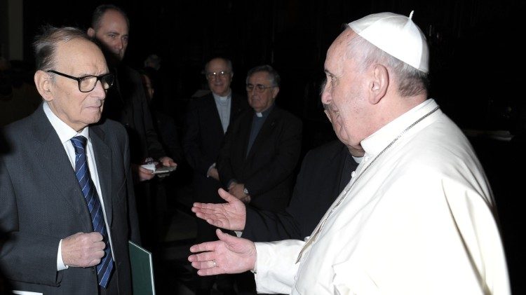 Ennio Morricone with Pope Francis