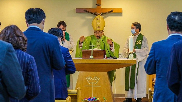 Cardinal Andrew Yeom Soo-jung celebrated Mass for Catholic members of South Korea's National Assembly on July 10, 2020.