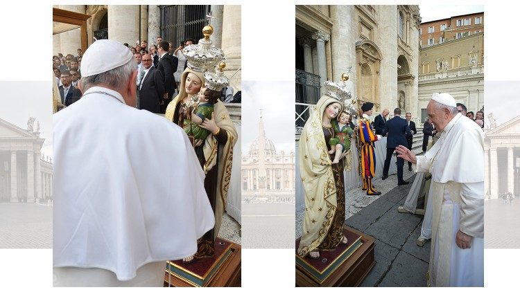 Papa abençoa imagem de Nossa Senhora do Carmo em  27 novembro de 2019