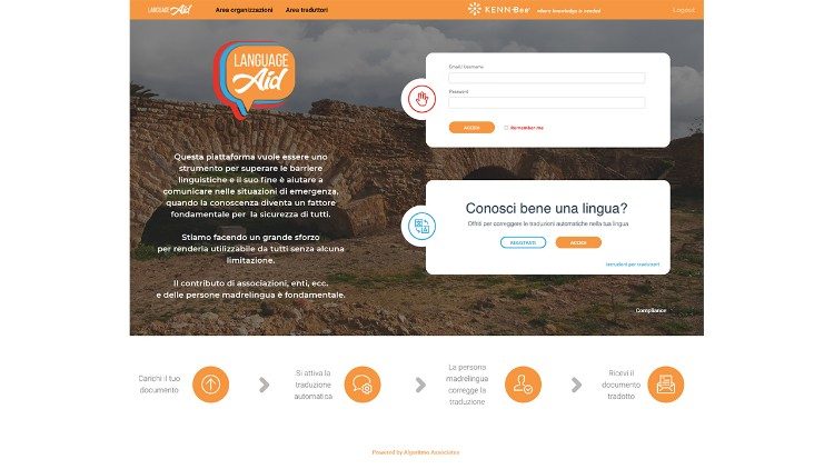 Una pagina della piattaforma LanguageAid