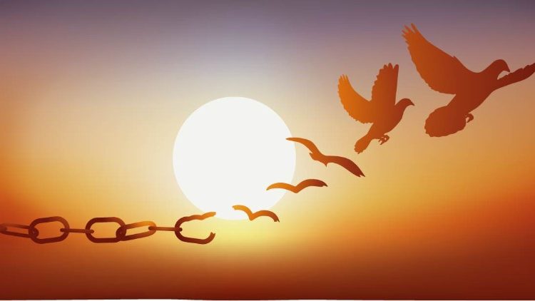 Immagine di una colomba che spicca il volo 