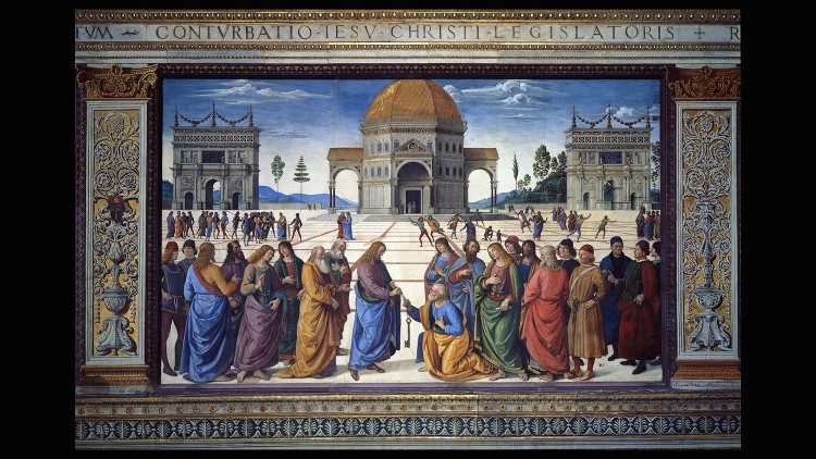 Pietro Vannucci known as Pietro Perugino or Il Perugino (1450-1523), Handing over of the Keys, fresco, 1482-83, Vatican Apostolic Palace, Sistine Chapel. © Musei Vaticani