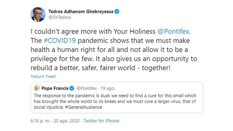 Dr Ghebreyesus' Tweet