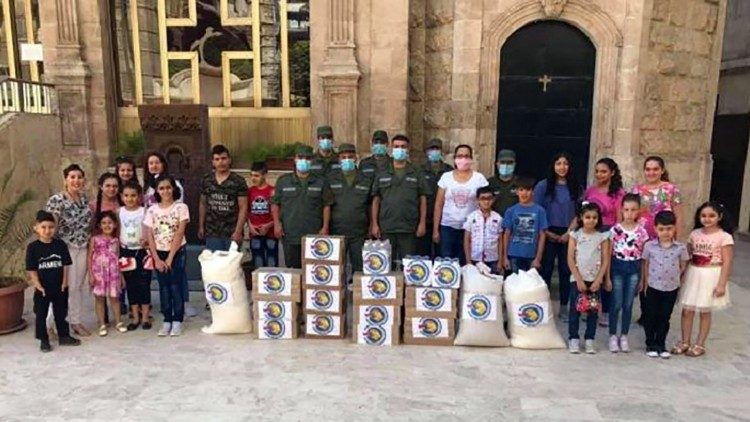 Humanitäre Hilfen aus Armenien kommen am 26. August in Aleppo an