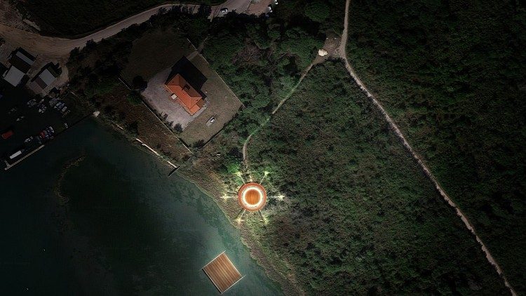 A vista do alto do Jardim Laudato si' inaugurado em outubro, junto ao Delta do Rio Po, na Itália