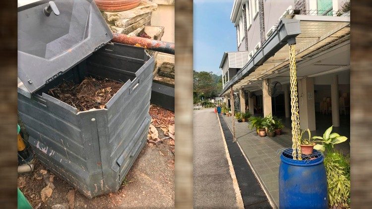 Raccolta di acqua piovana e compost