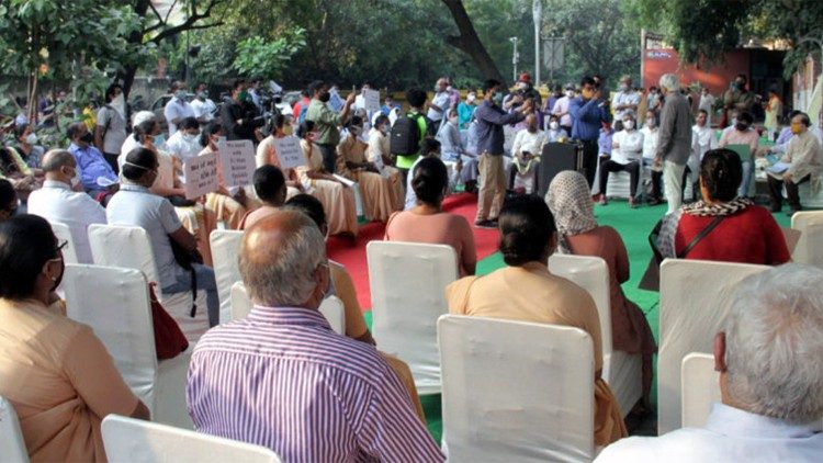 Solidarit&auml;ts-Kundgebung in Neu-Delhi f&uuml;r den verhafteten Jesuiten