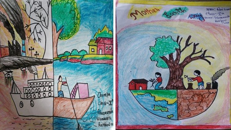 Dibujos sobre la creación elaborados por jóvenes religiosas