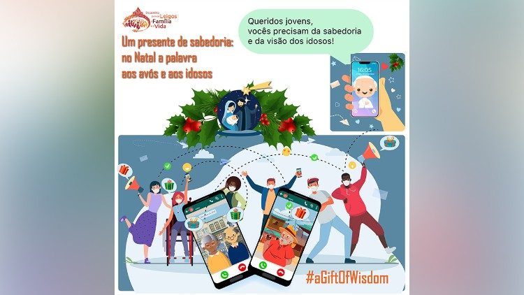 Poster da iniciativa “Um presente de sabedoria. No Natal, a palavra aos avós e idosos”