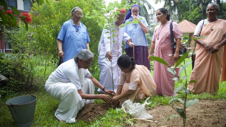 Los religiosos participan en la campaña de plantación de árboles