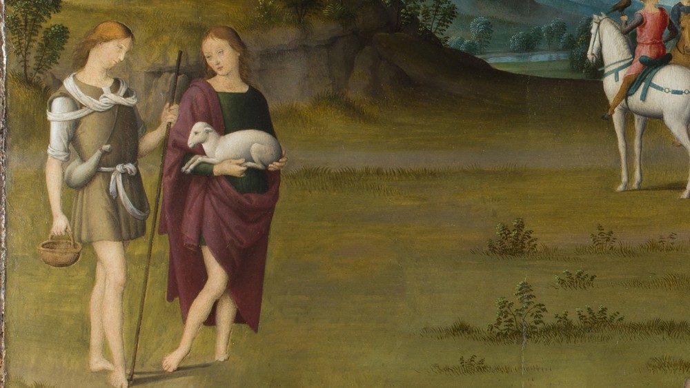 Giovanni di Pietro conhecido como "lo Spagna". Natividade e chegada dos Magos, 1507-1508, óleo sobre madeira, moldura dourada; Pinacoteca Vaticana © Musei Vaticani