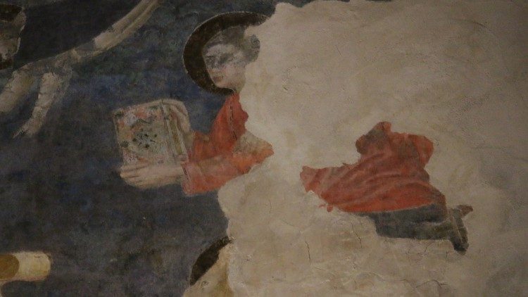 Un dettaglio dell'affresco venuto fuori dal muro 