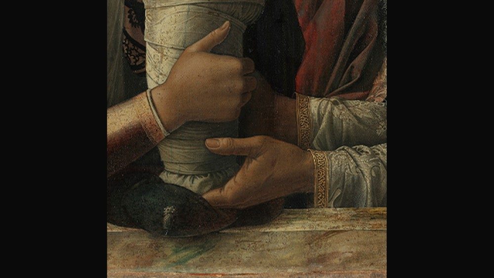 Andrea Mantegna, Presentazione al Tempio, 1455, tempera su tela,  Gemäldegalerie, Berlino (particolare) © Staatliche Museen zu Berlin, Gemäldegalerie / Christoph Schmidt