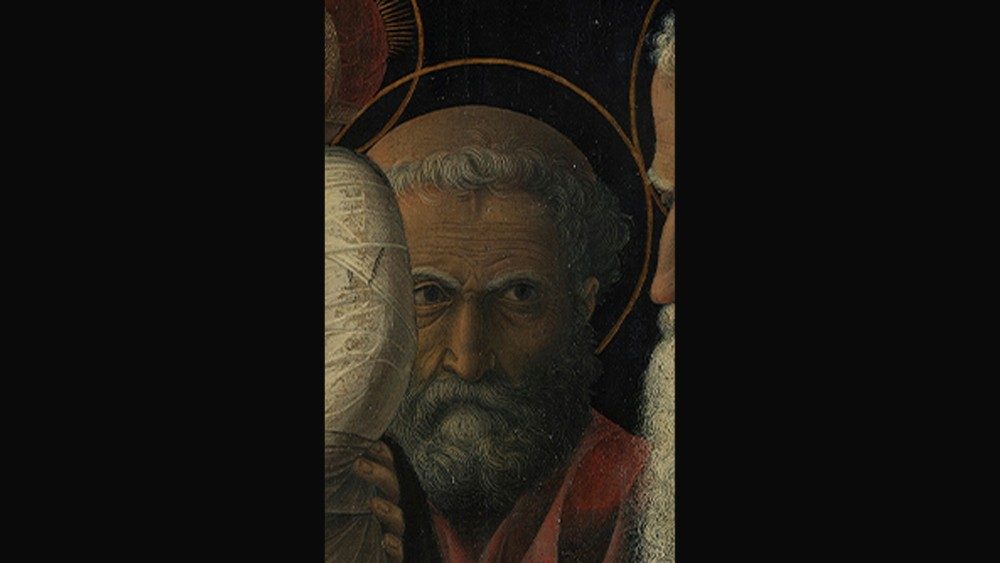 Andrea Mantegna, Presentazione al Tempio, 1455, tempera su tela,  Gemäldegalerie, Berlino (particolare: San Giuseppe) © Staatliche Museen zu Berlin, Gemäldegalerie / Christoph Schmidt