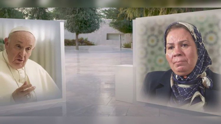 Papa Francesco si rivolge a Latifa Ibn Zaiaten, vincitrice del premio Zayed pa la Fratellanza Umana