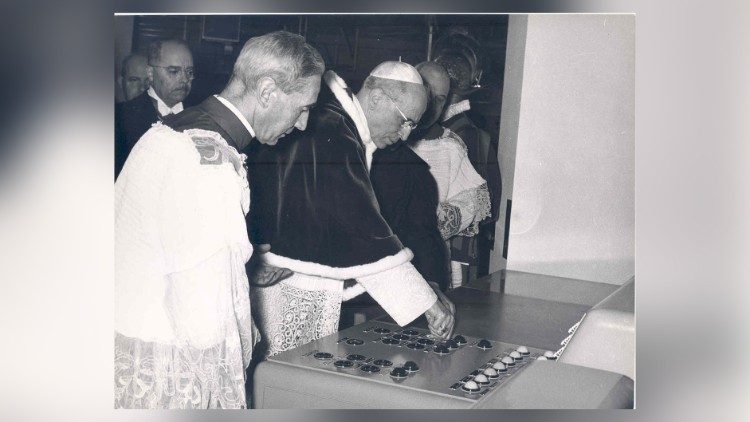 Papst Pius XII. weiht das neue Sendezentrum Santa Maria di Galeria ein, 27.10.1957