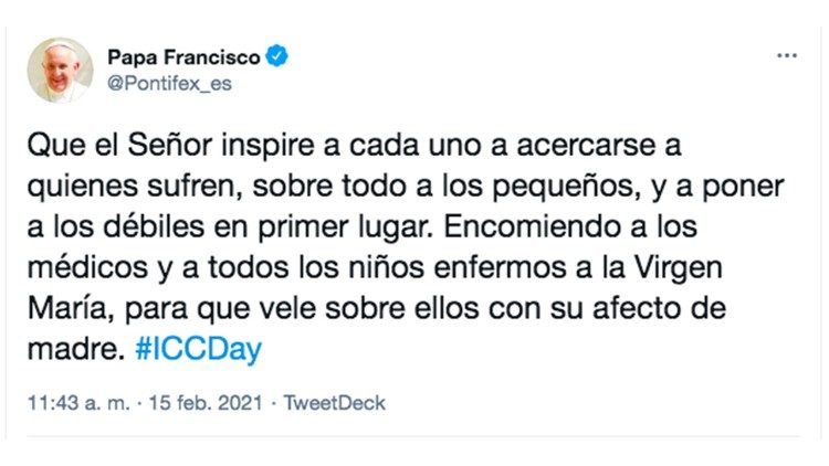 Tweet del Papa de hoy. 