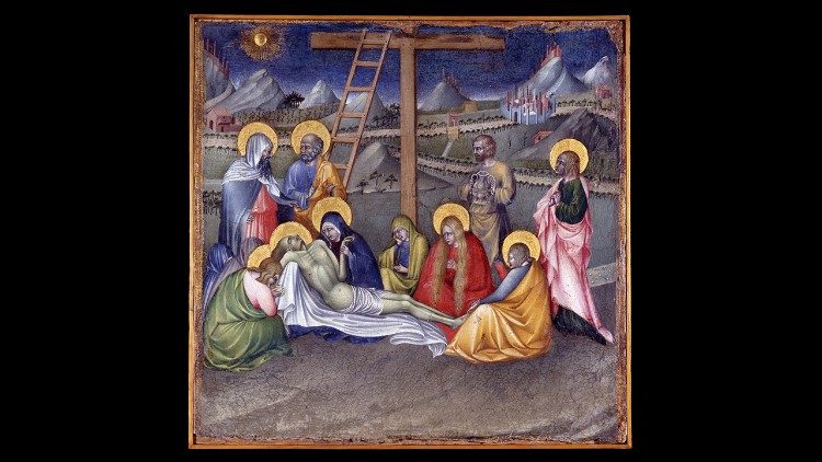 Giovanni di Paolo, Lamentations over the Dead Christ, 1440-1445, altar-step compartment, tempera on poplar, Vatican Art Gallery © Musei Vaticani
