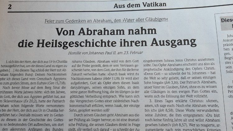 Une page d'archive de L'Osservatore Romano en allemand