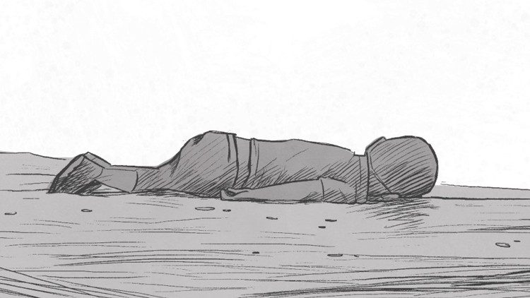 तुर्की तट के रेत पर पड़ा एलन की तस्वीर