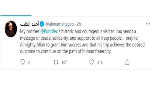 Tayyeb zu Papstreise: „Historischer und mutiger Besuch im Irak“