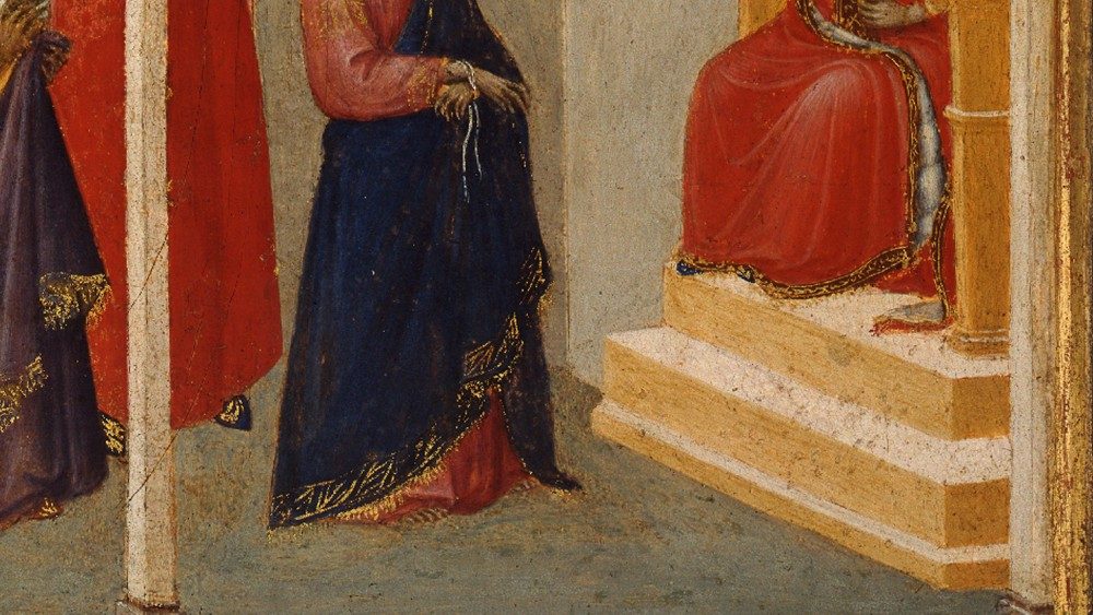 Pietro Lorenzetti, 1280 ca. – 1348, Gesù davanti a Pilato, Valva di dittico (?), 1335 ca., tempera e oro su tavola, Pinacoteca Vaticana (particolare) © Musei Vaticani