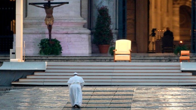 Pope Francis at the Urbi et Orbi in St. Peter's Square on 27 March 2020