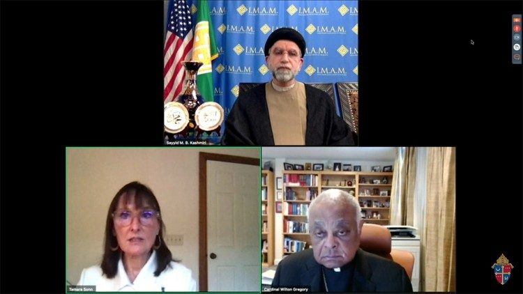 Cardinal Wilton Gregory and Imam Sayyid M. B. Kashmiri discuss Pope Francis's visit with  Ayatollah Al-Sistani