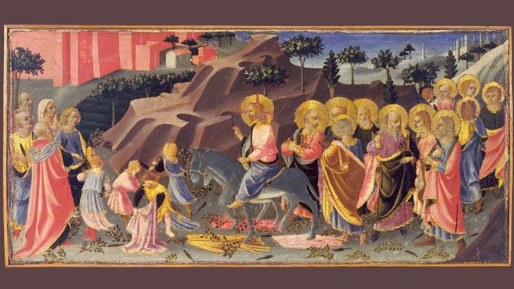 Zanobi Strozzi (Florenz 1412 – 1468), Einzug Christi in Jerusalem, Predella mit den Geschichten Christi, Tempera und Gold auf Holz, Goldrahmen, 15. Jh., Vatikanische Pinakothek © Musei Vaticani
